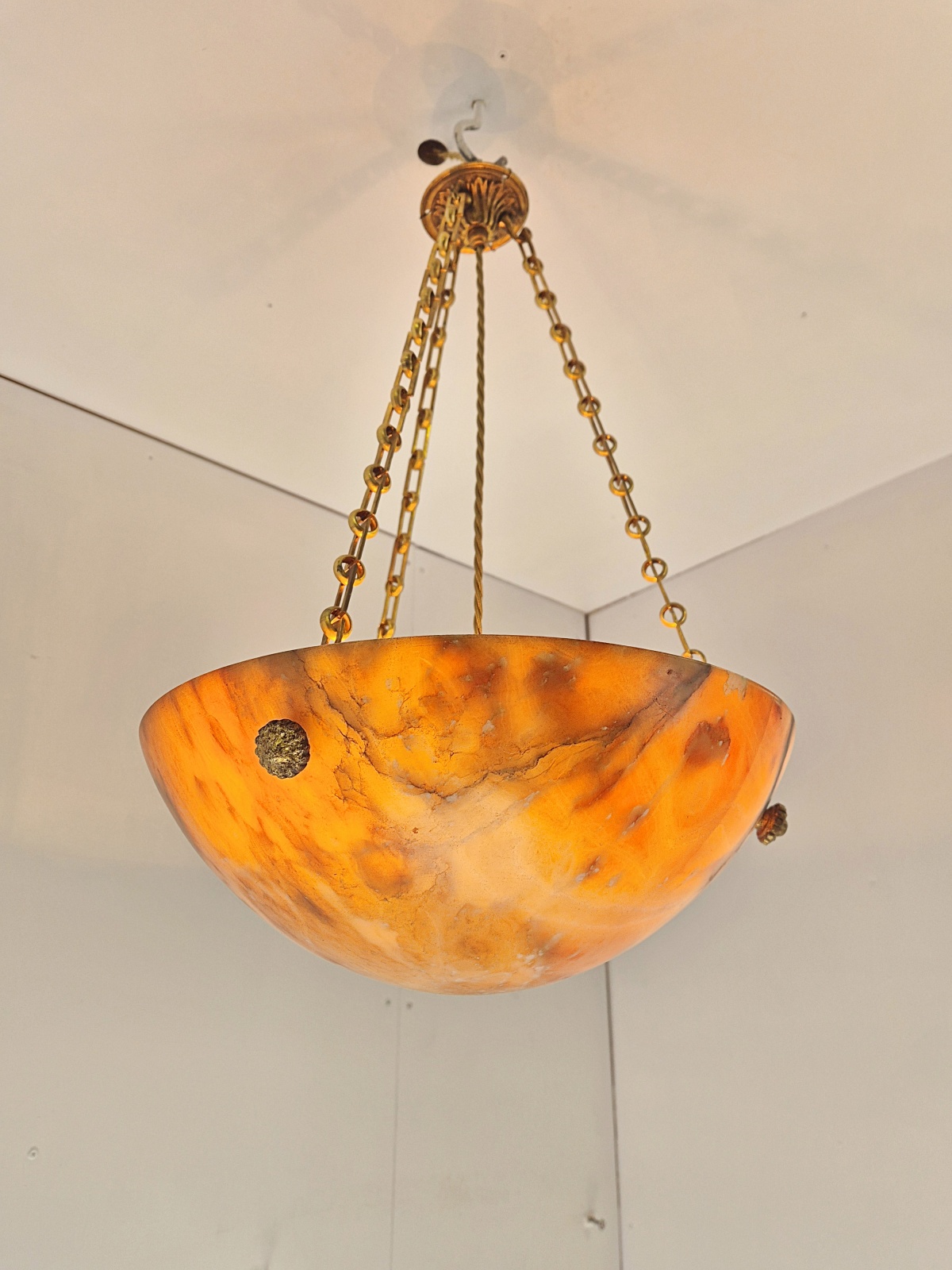 Unsigned | Traditional Alabaster Plafonnier | France Early c.20th | SOLD - Image 7