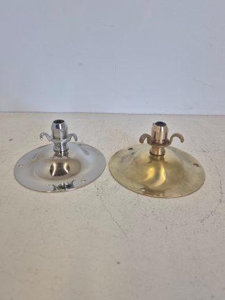 4in Diam Ceiling Plate with 3-Way Hook | 3.5in Diam Fix | Brass/Nickel