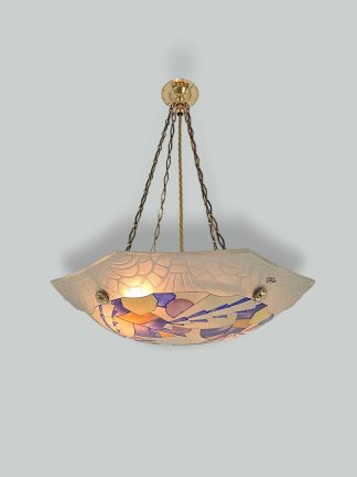Loys Lucha, Paris | Medium Polychrome-Enamelled Plafonnier | France c.1930