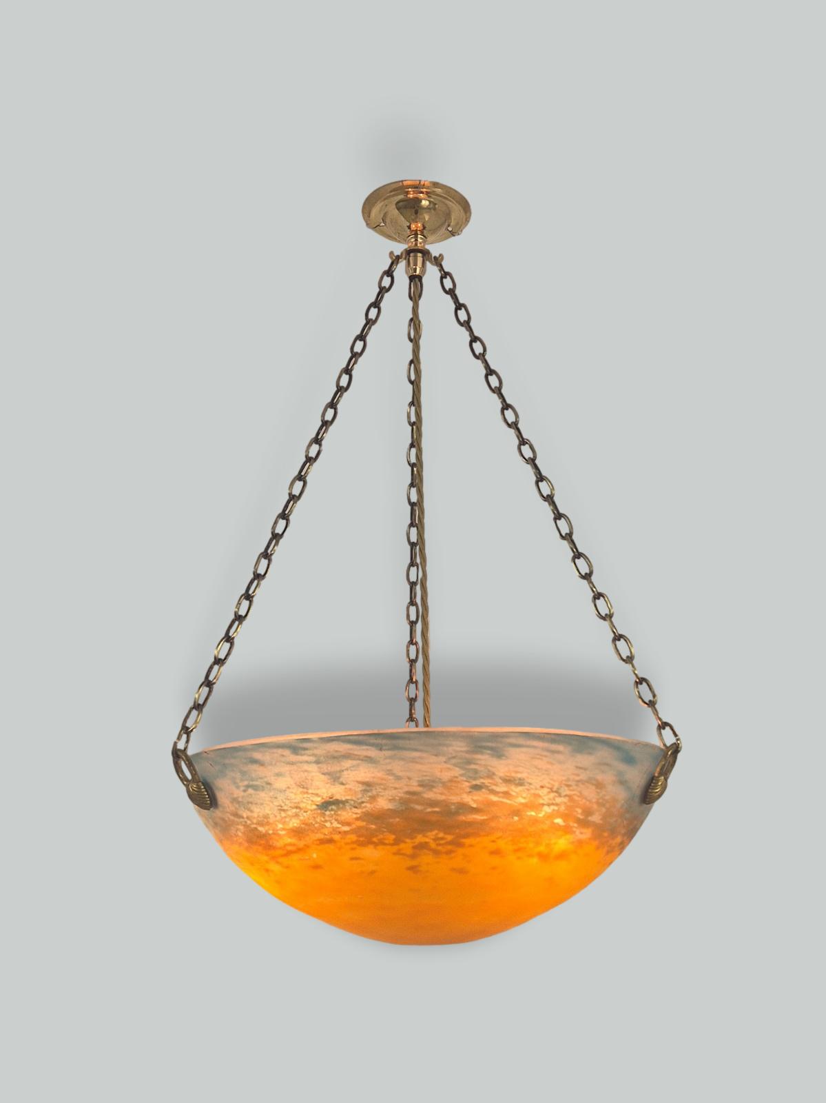 Muller Fréres, Luneville | Pate-de-verre Plafonnier | France c.1930