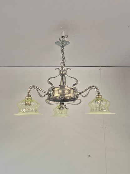 Unsigned | Silver-plated Arts & Crafts Elelectrolier | England c.1900 - Image 4