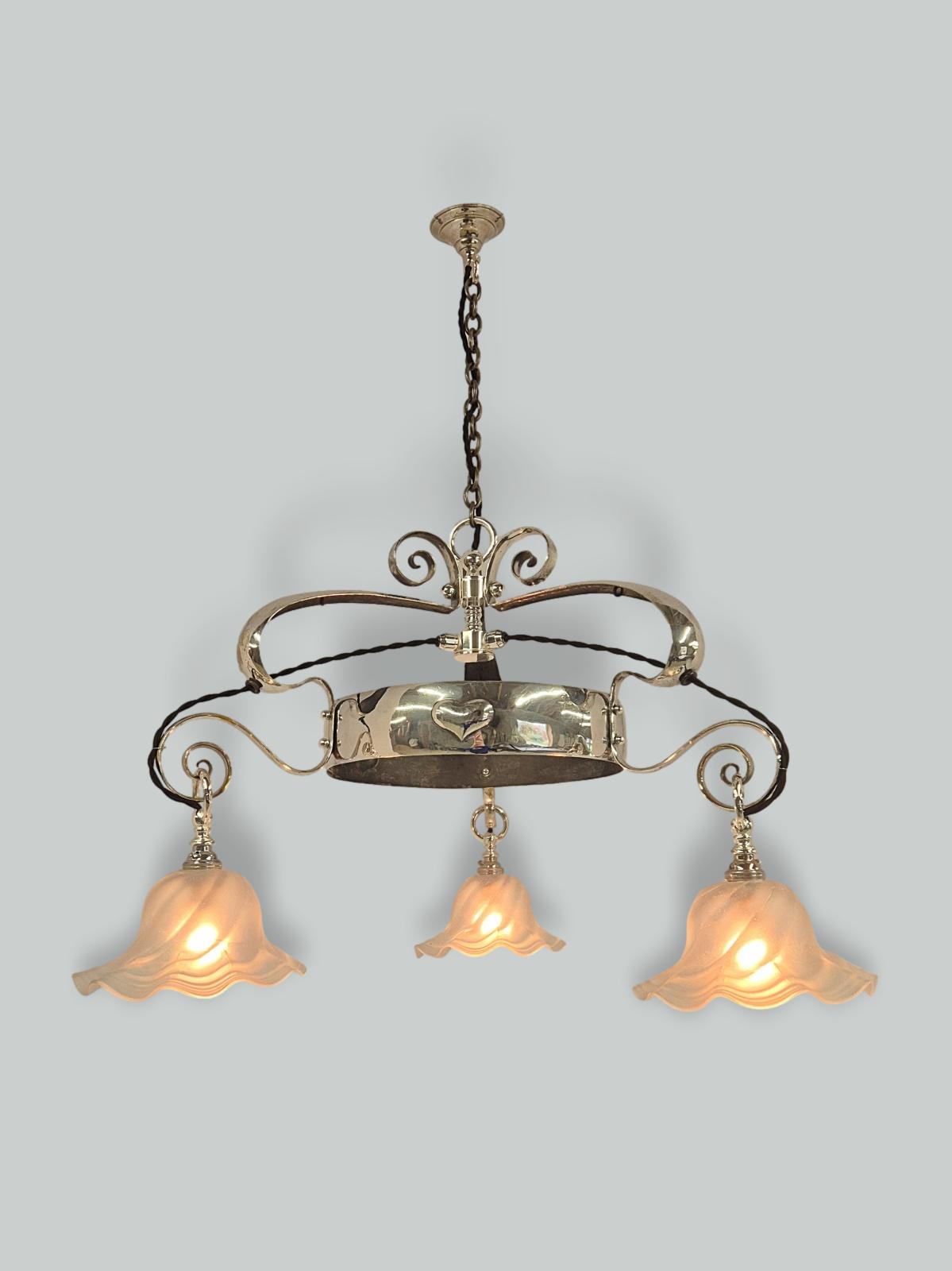 Unsigned | Silver-plated Arts & Crafts Ceiling Light | England c.1900